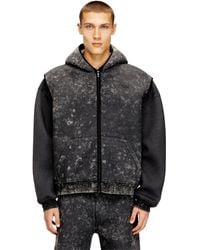 DIESEL - Sleeveless Scuba Hoodie With Marble Wash - Lyst