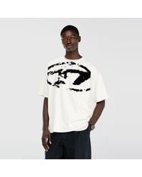 DIESEL - T-Shirt With Distressed Flocked Logo - Lyst