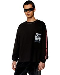 DIESEL - Long-sleeve T-shirt With Raw-cut Patches - Lyst