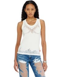DIESEL - Top De Tirantes Con Efecto Encaje Devoré - Lyst