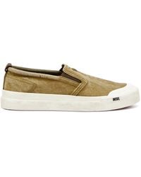 DIESEL - Canvas Slip-on Sneakers With D Embroidery - Lyst