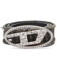 DIESEL - Canvas And Leather Belt With Crystals - Lyst