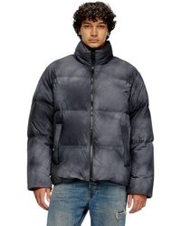 DIESEL - Veste doudoune à capuche en nylon effet irrégulier - Lyst