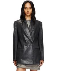 DIESEL - Double-Breasted Blazer With Coated Front - Lyst