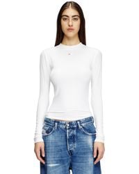 DIESEL - Ribbed Top With Mock Neck - Lyst