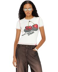 DIESEL - Slim Cotton T-Shirt With Cherry Print - Lyst
