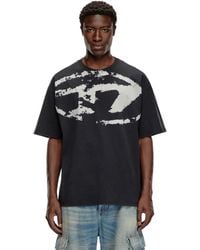 DIESEL - T-shirt avec logo floqué effet vieilli - Lyst