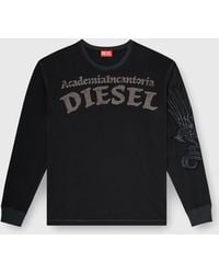 DIESEL - Long-Sleeve T-Shirt With Prints And Patches - Lyst