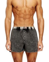 DIESEL - Long Cotton Boxer Briefs With Pinstripe Denim Effect - Lyst