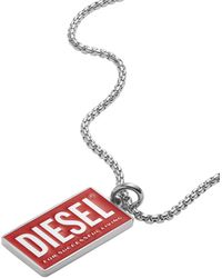 DIESEL - Stainless Steel Logo Dog Tag Necklace - Lyst