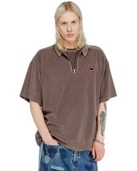 DIESEL - Chenille Polo Shirt With Shield Patch - Lyst
