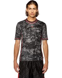 DIESEL - Camo-jacquard T-shirt With Cloudy Print - Lyst