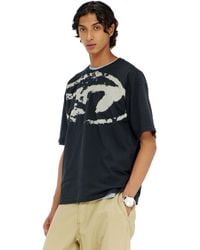 DIESEL - T-Shirt With Distressed Flocked Logo - Lyst
