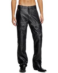 DIESEL - Hose Aus Leder Mit-Utility-Taschen - Lyst