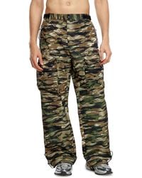 DIESEL - Nylon Cargo Pants With Worn Camo Print - Lyst