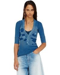 DIESEL - Henley Top With Shadow-Patch Effects - Lyst