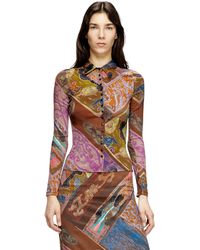 DIESEL - Camisa De Viscosa Elástica Con Estampado Heráldico - Lyst