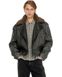 DIESEL - Biker Jacket With Detachable Collar - Lyst