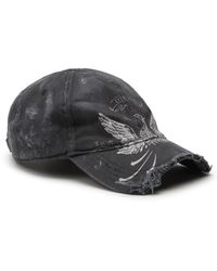 DIESEL - Distressed Baseball Cap With Phoenix Print - Lyst