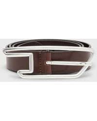 DIESEL - 3Cm Leather Belt With D-Logo Buckle - Lyst