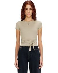 DIESEL - Ribbed T-Shirt With Wrap-Around Laces - Lyst