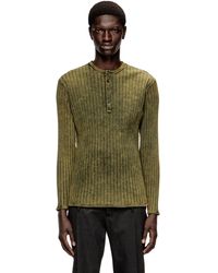 DIESEL - Henley Top In Treated Wide-rib Jersey - Lyst