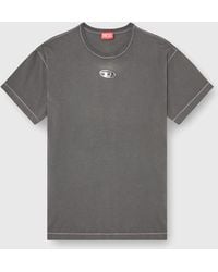 DIESEL - Light Cotton T-Shirt With Metallic Oval D Logo - Lyst