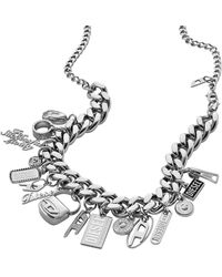 DIESEL - Stainless Steel Charm Chain Necklace - Lyst