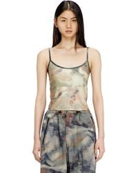 DIESEL - Nylon Skinny Top With All-Over Camou And Crystal Details - Lyst