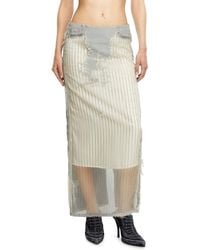 DIESEL - Long Skirt In Pinstriped Devoré Denim - Lyst