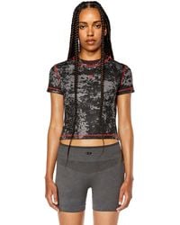 DIESEL - Cropped T-shirt With Cloudy Print - Lyst