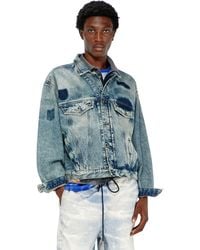 DIESEL - Trucker Jacket With Patch Effects - Lyst