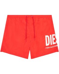 DIESEL Mittellange Bade-Shorts mit Maxi-Logo - Rot