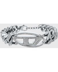 DIESEL - Stainless Steel Oval D Glitz Chain Bracelet - Lyst