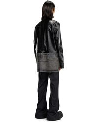 DIESEL - Leather And Denim Shirt Jacket - Lyst