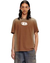 DIESEL - Faded T-shirt With Cut-out Oval D Logo - Lyst