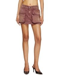 DIESEL - Denim Miniskirt With Patch Pockets - Lyst
