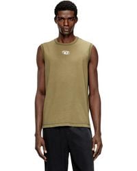 DIESEL T-Brico Faded Tank Top With Puffy Oval D in Black for Men
