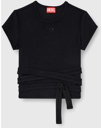 DIESEL - Ribbed T-Shirt With Wrap-Around Laces - Lyst