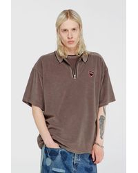 DIESEL - Chenille Polo Shirt With Shield Patch - Lyst