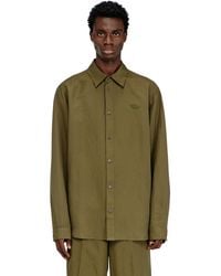 DIESEL - Linen-Blend Shirt With Logo Embroidery - Lyst