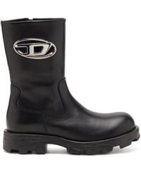 DIESEL - D-Hammer-Botas Tipo Motorista De Cuero Brillante - Lyst