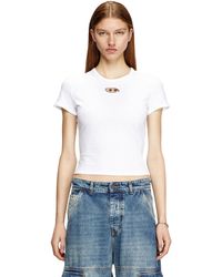 DIESEL - T-Shirt With Logo Plate - Lyst