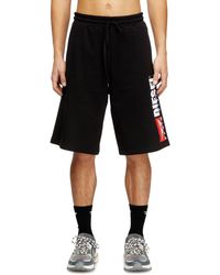 DIESEL - Fleece Shorts With Maxi Logo Patch - Lyst