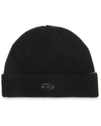 DIESEL - Ribbed Beanie With Oval D Cut-Out - Lyst