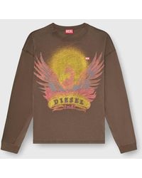 DIESEL - Long Sleeve T-Shirt With Phoenix Graphic - Lyst