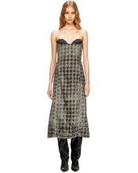 DIESEL - Robe midi en denim tissé pied-de-poule - Lyst