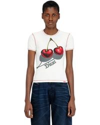 DIESEL - Slim Cotton T-Shirt With Cherry Print - Lyst