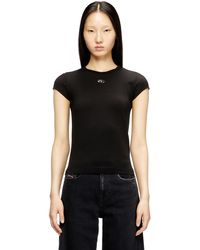 DIESEL - T-Shirt With Cut-Out Embroidered Logo - Lyst