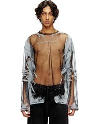 DIESEL - Long-Sleeve Nylon T-Shirt With Lyrics Print - Lyst